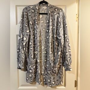Maurices Gray Leopard Print Cardigan